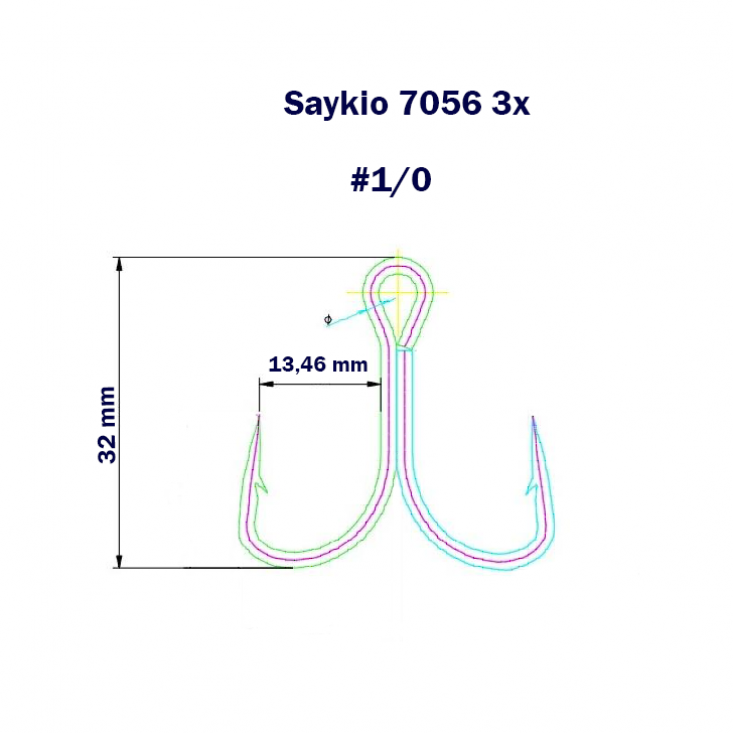 Крючки Saikyo тройн.7056TN 3X №1/0 (5шт)